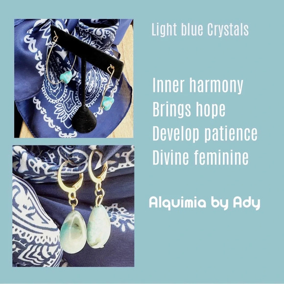 Turquoise and silver ethnic statement hoops earrings/protection and peace - Picture 4 of 6